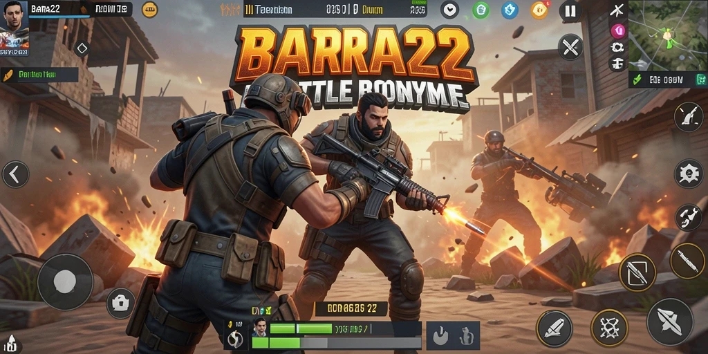 Tampilan gameplay mendebarkan di BARA22 dengan aksi Battle Royale.