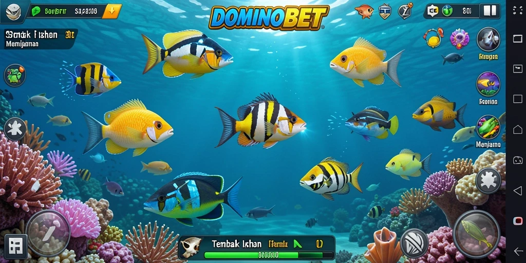 Gameplay seru dalam DOMINOBET yang menampilkan aksi Tembak Ikan.