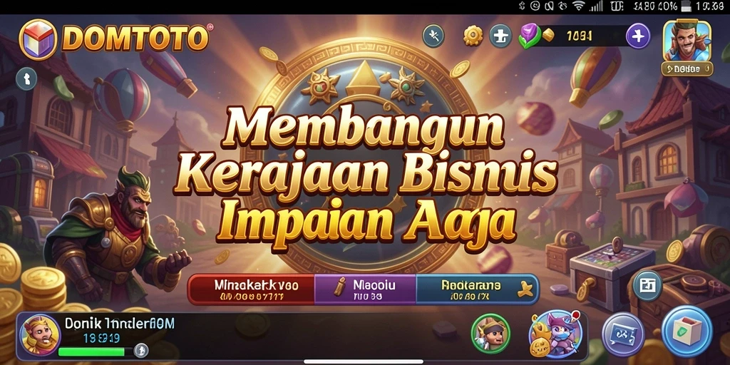 Tampilan utama gameplay DOMTOTO dengan berbagai elemen bisnis.