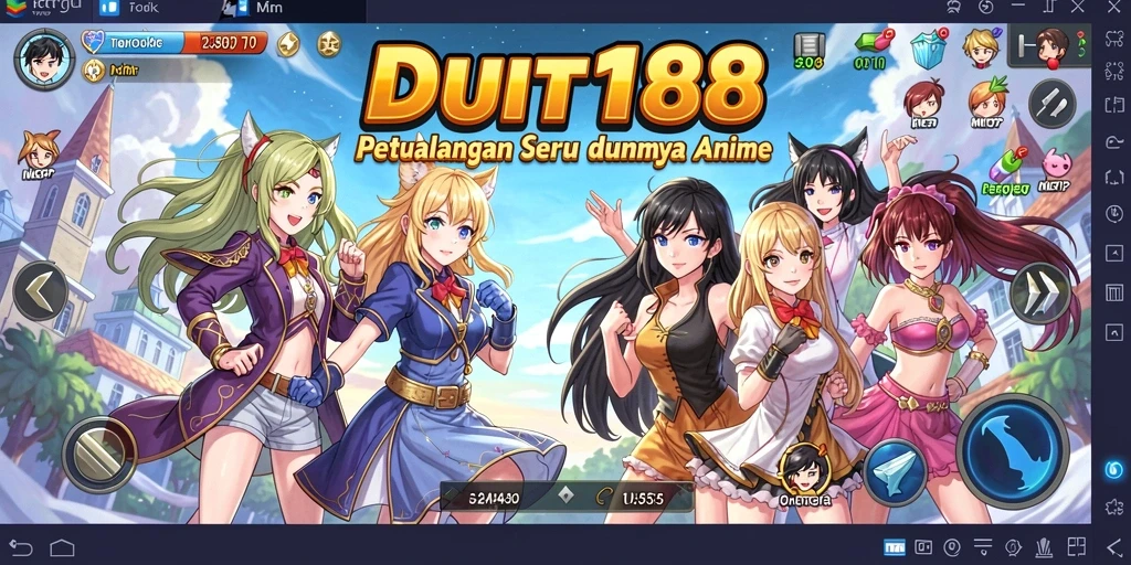 Tangkapan layar utama gameplay <strong>DUIT188</strong> dengan karakter anime yang mengesankan.