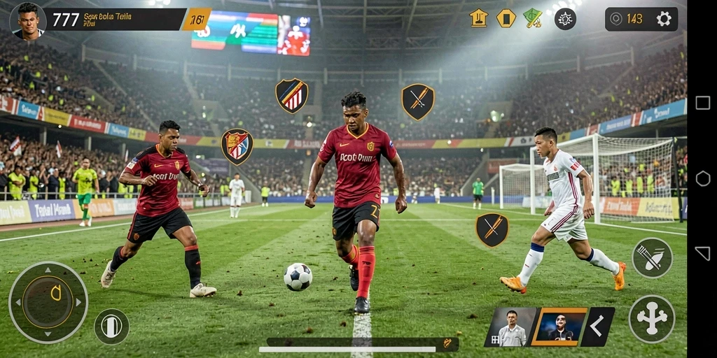 Tampilan gameplay L777 yang mendebarkan dalam pertandingan sepak bola.