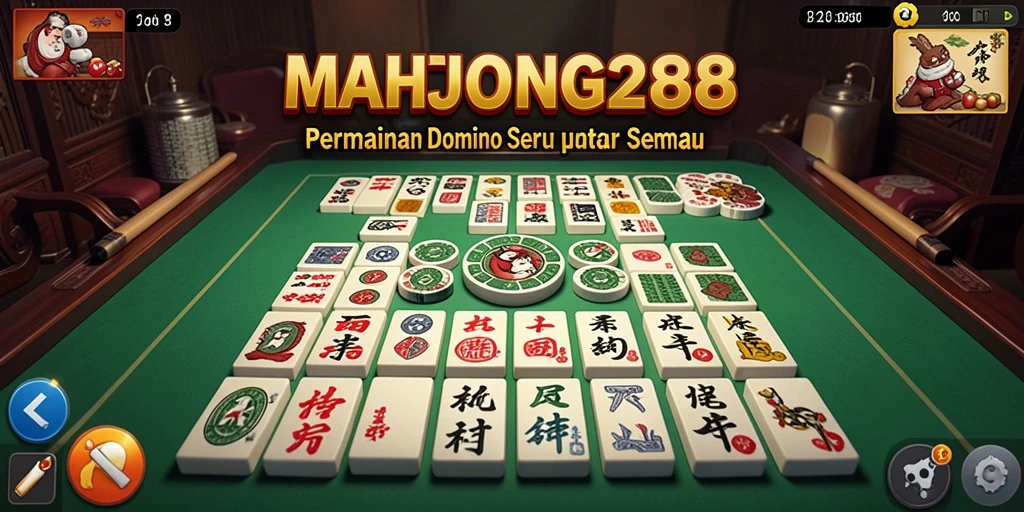 Screenshot utama MAHJONG288 menampilkan gameplay Domino yang seru.