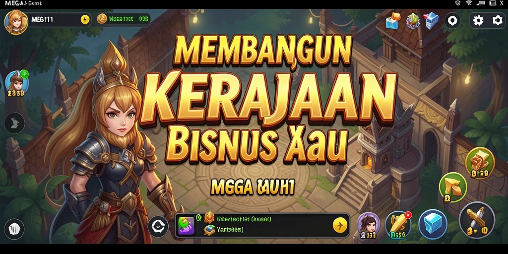 Tampilan gameplay MEGA111 yang menggambarkan dunia bisnis yang dinamis.