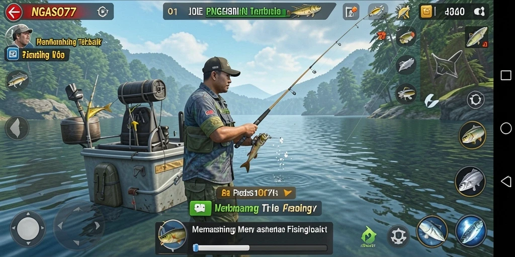 Gameplay NGASO77 yang menarik dengan berbagai lokasi memancing.