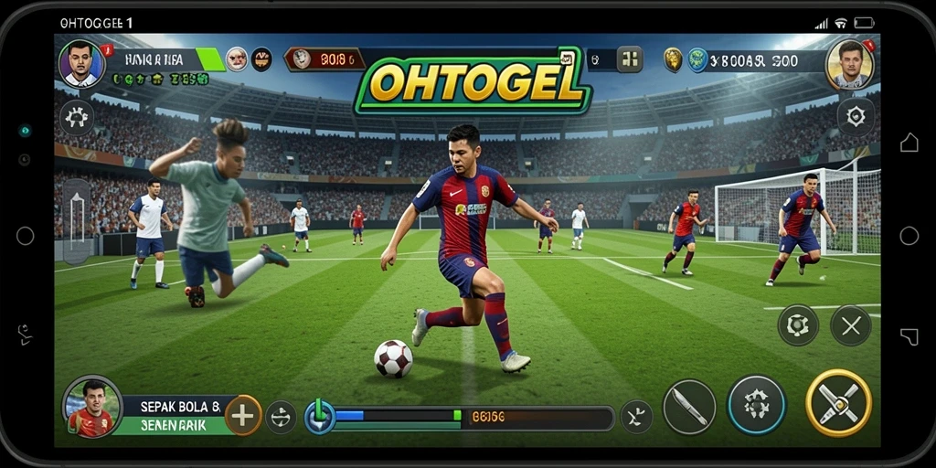 Tangkapan layar OHTOGEL menunjukkan aksi seru di lapangan sepak bola.