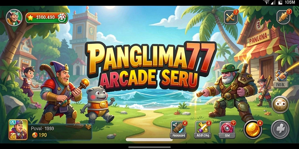 Tangkapan layar utama PANGLIMA77 menampilkan aksi gameplay yang penuh semangat.