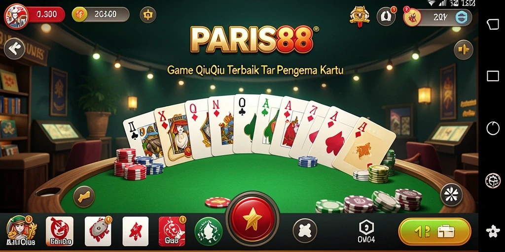 Tampilan gameplay seru dalam PARIS88, permainan kartu QiuQiu.