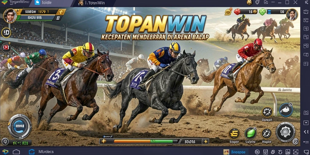 Screenshot gameplay TOPANWIN menampilkan momen seru balapan yang intens.