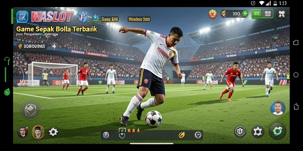 Tampilan gameplay WASLOT yang penuh aksi di lapangan sepak bola.